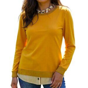 Denim & Co. French Terry Long Sleeve Tunic with Printed Hem Butterscotch XXS